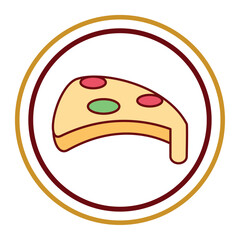vector icon of a slice of pizza with white background