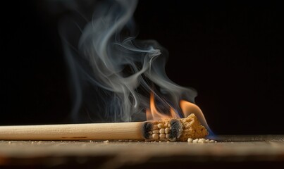  a matchstick with smoke coming out of it on a table.  generative ai