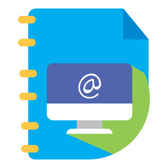 monitor vector icon with blue background