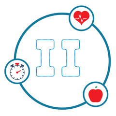 vector icon in blue lines of hand weights with white background