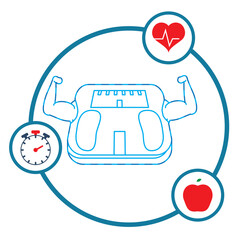 vector icon in blue lines of a grasshopper with arms on a white background