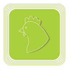 chicken vector icon with green background and white lines