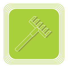 vector icon of a grass rake with green background