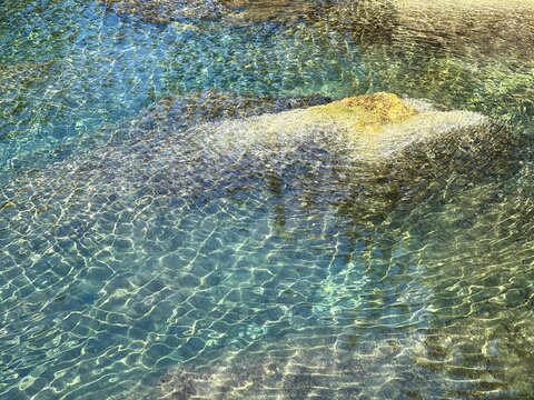Sea water turquoise clear surface beautiful seascape aerial view.