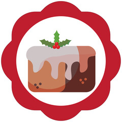 vector image christmas cake icon red border