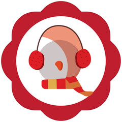 snowman vector icon with white background and red border