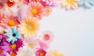  a bunch of flowers that are on a white background with a white space in the middle of the picture for text or a picture to be colored.  generative ai