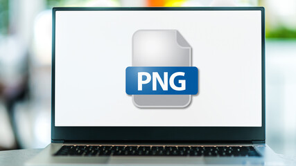 Laptop computer displaying the icon of PNG file