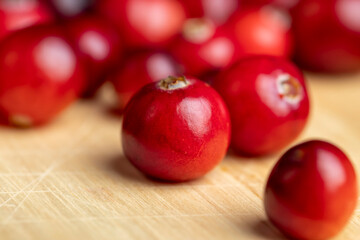 Red ripe cranberries harvested in swamps