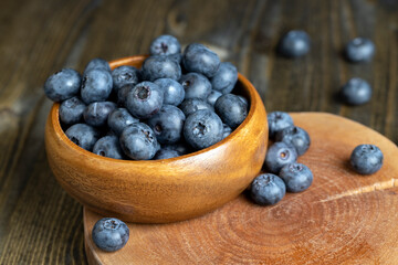 Ripe blueberries on the table