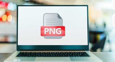 Laptop computer displaying the icon of PNG file
