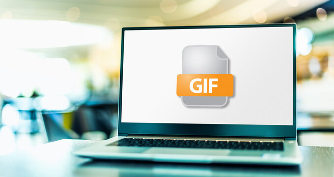 Laptop computer displaying the icon of GIF file