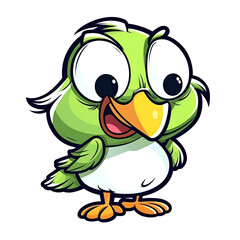 Naklejka premium Happy smiling parrot bird as cartoon character design (Generative AI)