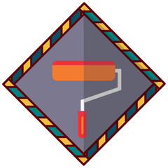Vector image of paint roller icon with grey background