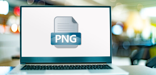 Laptop computer displaying the icon of PNG file