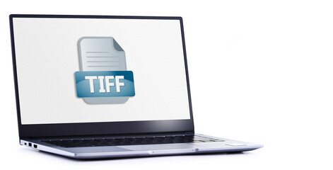 Laptop computer displaying the icon of TIFF file