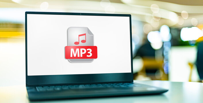 Laptop computer displaying the icon of MP3 file