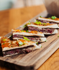 Sandwich gourmet de entraña de ternera de primera calidad
