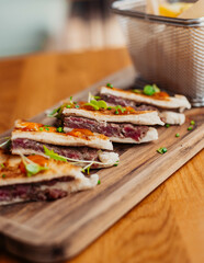 Sandwich gourmet de entraña de ternera de primera calidad