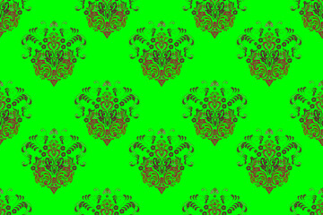 Seamless pattern with interesting doodles on colorfil background.