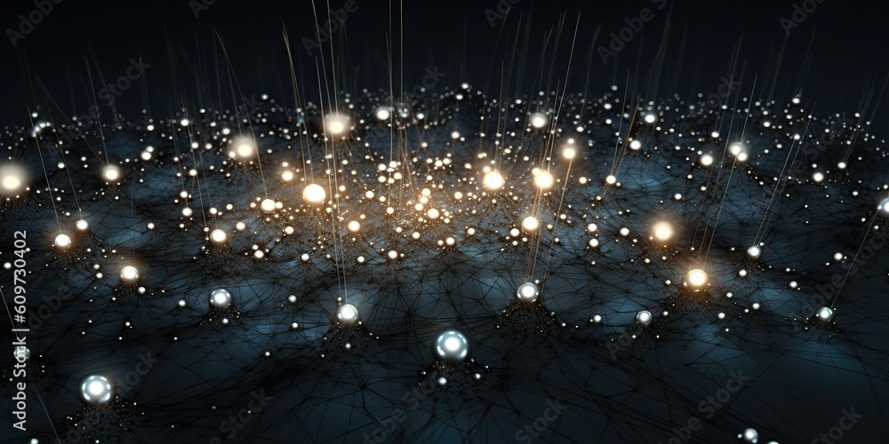 Wall mural ai generated. ai generative. abstract network atom abstract decoration space galaxy background. grap
