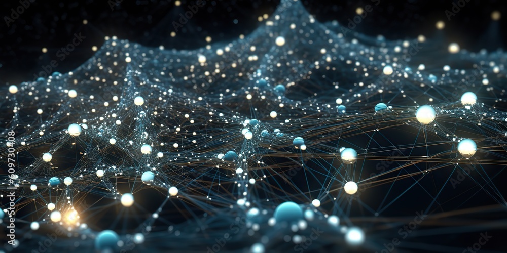Wall mural ai generated. ai generative. abstract network atom abstract decoration space galaxy background. grap
