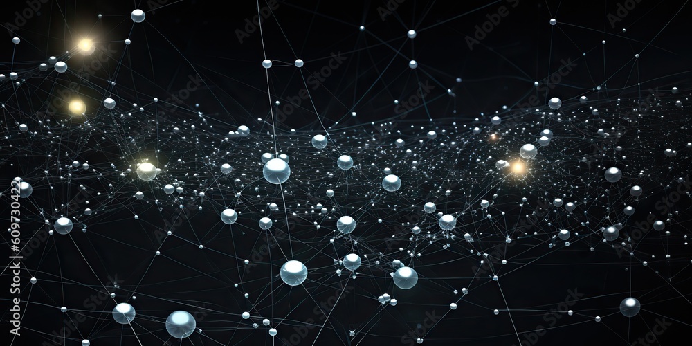 Wall mural ai generated. ai generative. abstract network atom abstract decoration space galaxy background. grap