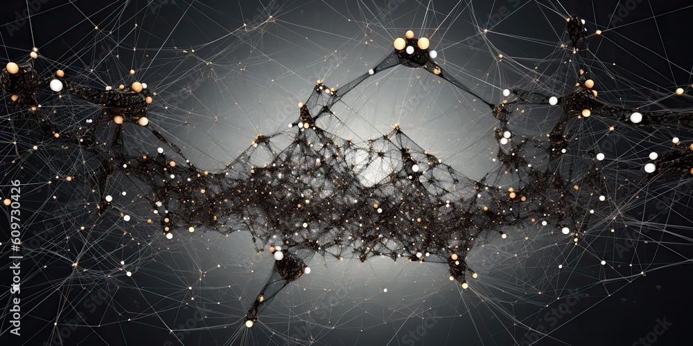 Wall mural ai generated. ai generative. abstract network atom abstract decoration space galaxy background. grap