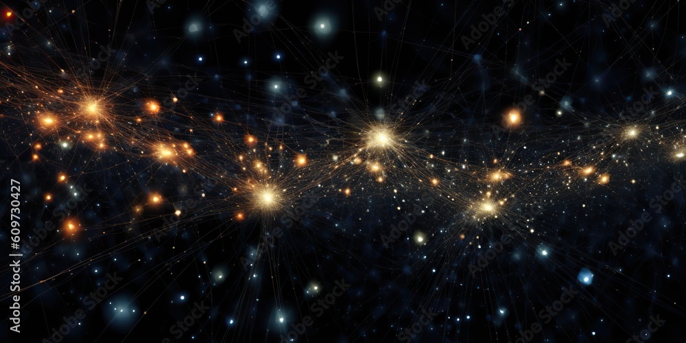 Wall mural ai generated. ai generative. abstract network atom abstract decoration space galaxy background. grap