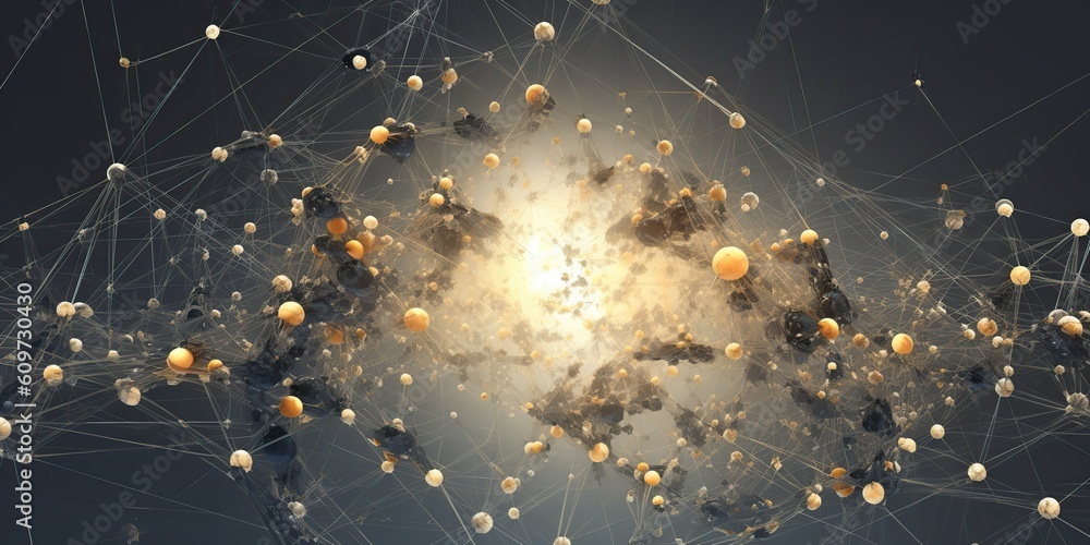 Wall mural ai generated. ai generative. abstract network atom abstract decoration space galaxy background. grap
