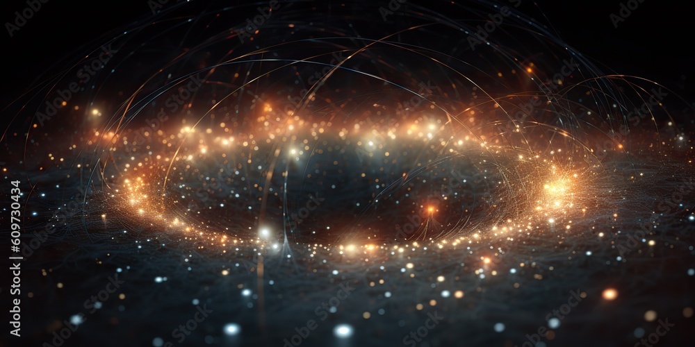 Wall mural ai generated. ai generative. abstract network atom abstract decoration space galaxy background. grap