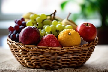 Naklejka na ściany i meble basket of fruits. Generative AI