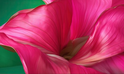  a close up of a pink flower on a green background with a white center in the center of the flower and a green background with a white center in the middle.  generative ai