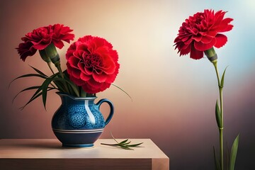 Obraz premium A bouquet of red and pink carnations, symbolizing love and admiration