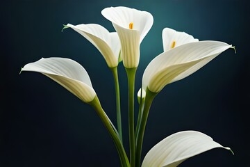 Fototapeta premium A bouquet of white calla lilies, their elegant and elongated blooms exuding sophistication