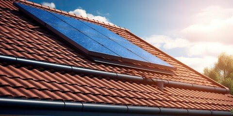 AI Generated. AI Generative. Eco alternative electricity power system. Solar panel home innovation. Graphic Art