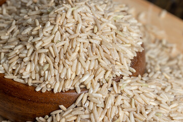 Unprocessed healthy dark rice, close up