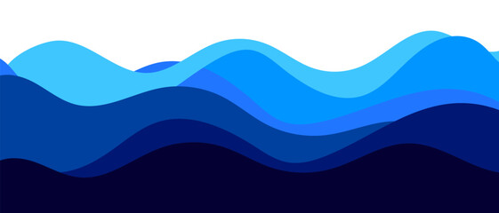 Fototapeta premium Blue water wave background. Vector ocean illustration in flat style.