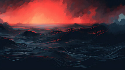 Dark Stormy Abstract Waterscape