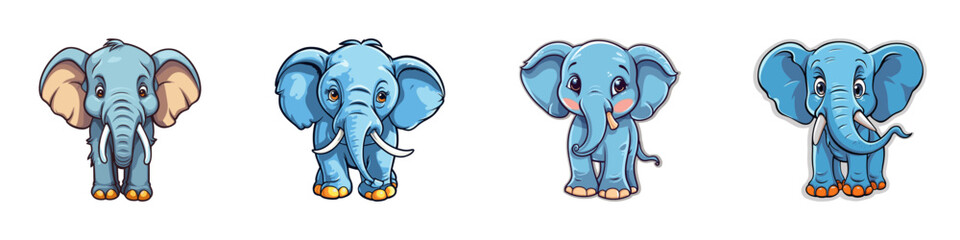 Naklejka premium Cute cartoon elephant isolated on a white background. Vector illustration.