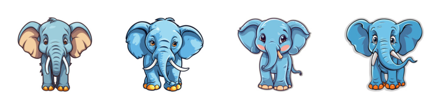 Cute cartoon elephant isolated on a white background. Vector illustration.