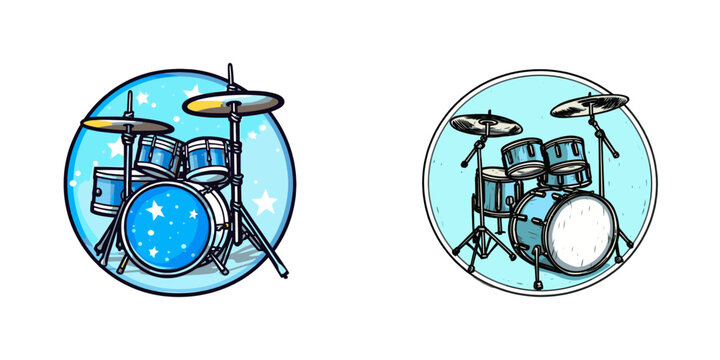 Cartoon drum set. Vector illustration.