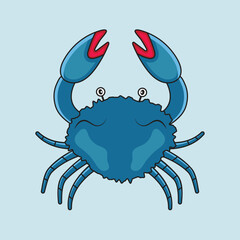 Cute Crab Vector Flat Illustration