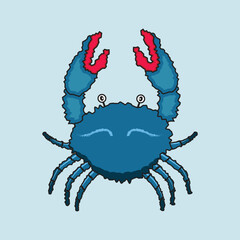 Cute Crab Vector Flat Illustration