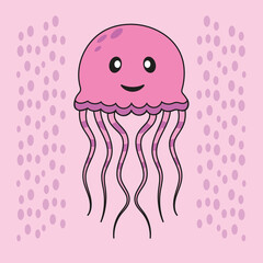 cute Jellyfish vector flat illustration