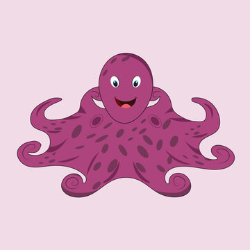 Cute octopus vector flat illustration