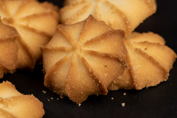 Crumbly shortbread cookies on the table