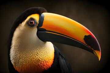 Fototapeta premium Colorful toucan bird portrait, AI generated