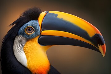 Fototapeta premium Colorful toucan bird portrait, AI generated