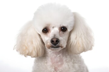 Studio poodle portrait isolated on white background, AI generated